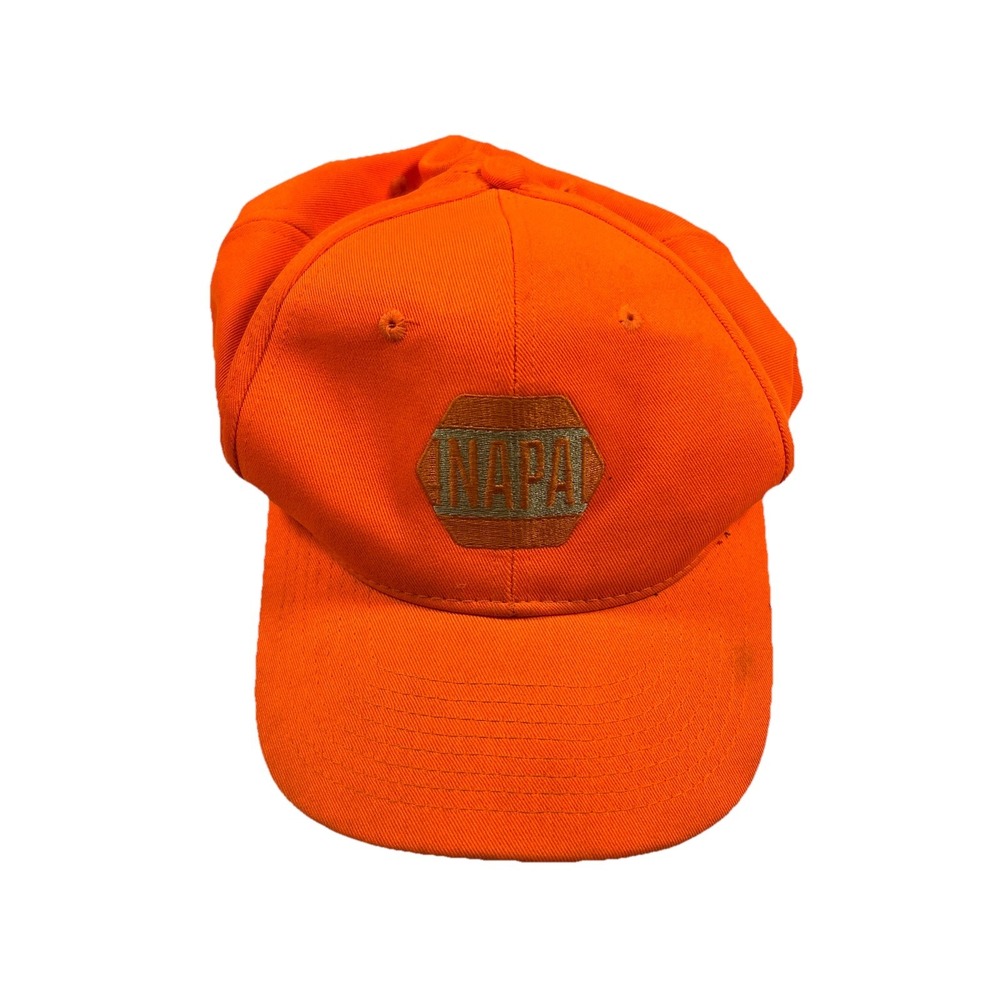 Vintage 90s Nissin NAPA Orange Snapback Hat Nissun Cap Retro Car Parts Y2K